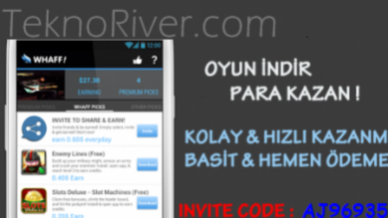 Whaff ile Android Üzerinden Para Kazanma